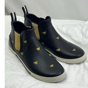 Joules Women’s Size 10 Black Yellow Rain Booties Bumble Bee Print Waterproof